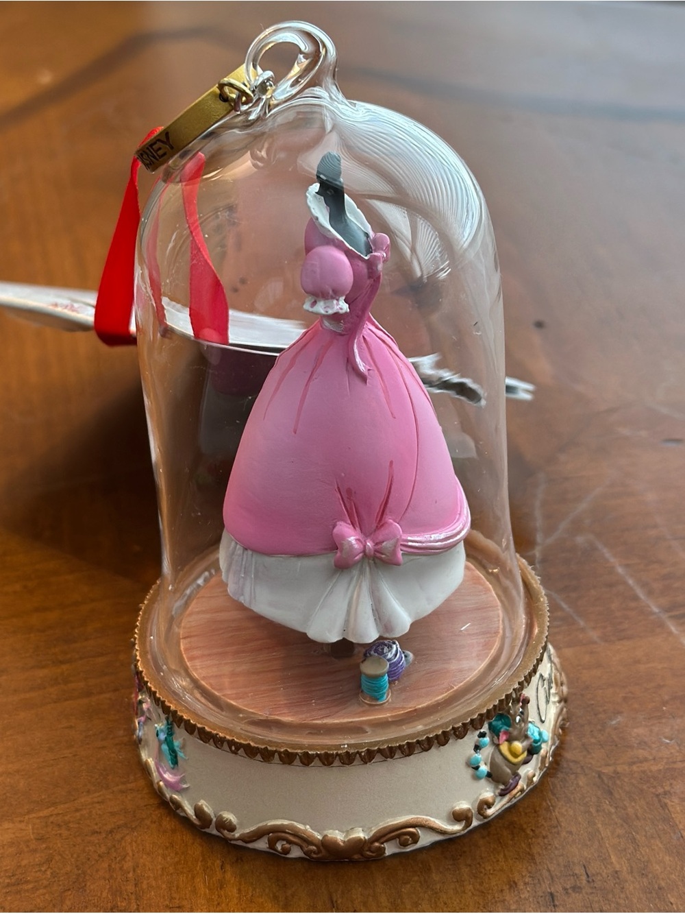 Disney Cinderella’s pink Dress Glass Dome Ornament 70th Anniversary - Picture 3 of 8